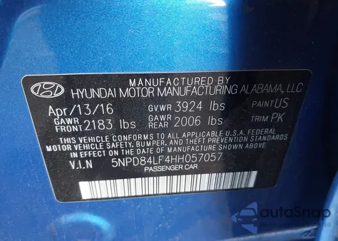 2017 Hyundai Elantra Limited z USA, uszkodzony, nr VIN 5NPD84LF4HH057057